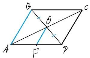 Точка f середина стороны ad параллелограмма abcd диагонали которого пересекаются в точке o. доказать