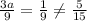 \frac{3a}{9} = \frac{1}{9} \neq \frac{5}{15}