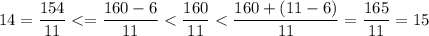 14=\dfrac{154}{11}