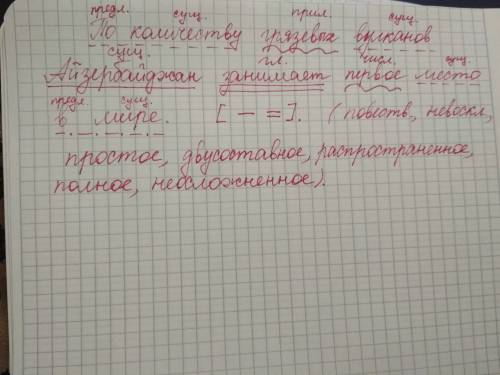 Сделайте синтактический разбор предложении по количеству грязевых вулканов азербайджан занимает перв