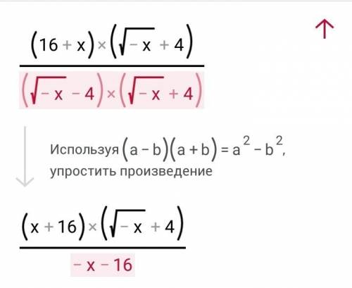 Как можно сократить такую дробь: (16+x)/(√(-x)-4) ?