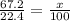 \frac{67.2}{22.4} = \frac{x}{100}