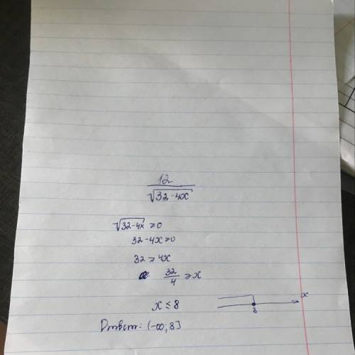 При каких значениях переменной выражение 12 делим на √32-4x