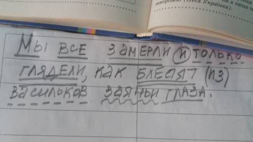 Мы все замерли и только глядели, как блестят из васильков заячьи глаза. (синтаксический разбор предл