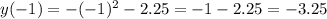 y(-1)=-(-1)^2-2.25=-1-2.25=-3.25