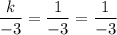 \displaystyle \frac{k}{-3} = \frac{1}{-3} = \frac{1}{-3}