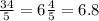 \frac{34}{5} = 6 \frac{4}{5} = 6.8 \\