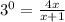 3^{0} = \frac{4x}{x+1}