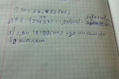 Содной пасеки получили от 24 ульев 27 кг меда. с другой пасеки получили от 26 ульев по 28 кг меда. п