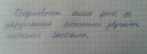 Синтаксический разбор предложения: предрассветная тишь долго не нарушается никакими звуками, ничьими