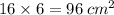 16 \times 6 = 96 \: cm^{2}