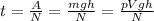 t= \frac{A}{N}= \frac{mgh}{N}=\frac{pVgh}{N}