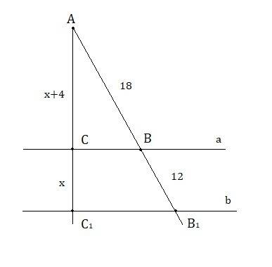 Стороны угла а пересекают параллельные плоскости а и b. на одной его стороне образуются отрезки ав и