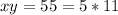 xy=55 = 5*11