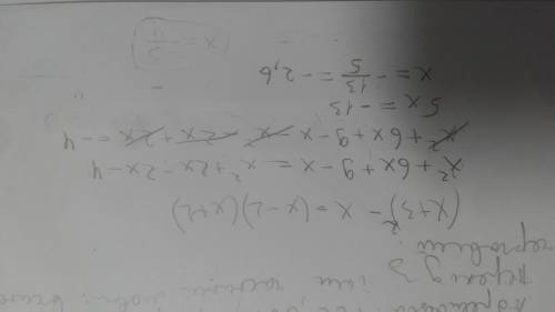 Решите уравнение (x+3)^2-x=(x-2)(x+2) сделайте проверку