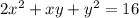 {2 {x}^{2} + xy + {y}^{2} = 16