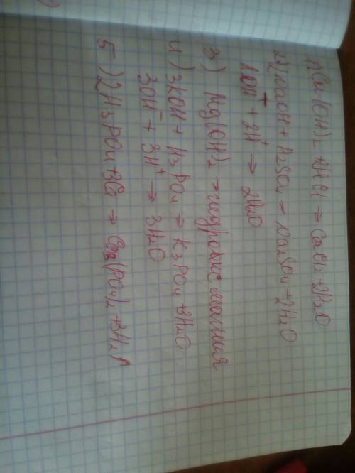 Нужно ! 1)ca(oh)2 + hci - дописать уравнение 2)naoh + n2so4 - расставить коэф, записать ионное уравн