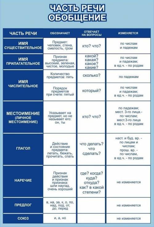 Грамматические признаки глагола ,существительного ,прилагательного