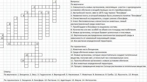 Кроссворд по с ответами 6 класс 20 слов