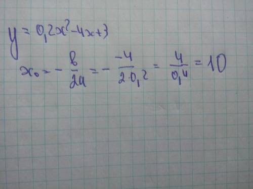 Знайдіть абсцису вершини параболи y=0, 2x²-4x+3