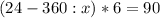 (24-360:x)*6=90