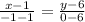 \frac{x-1}{-1-1} = \frac{y-6}{0-6}