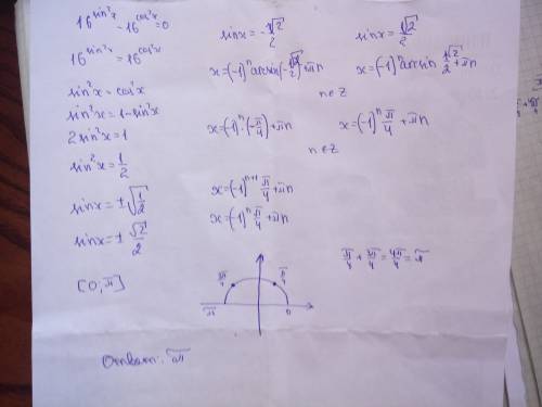 Найдите сумму корней уравнения принадлежащих отрезку [0; π].