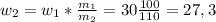 w_{2} = w_{1} * \frac{m_{1}}{m_{2}} = 30 \frac{100}{110} = 27,3