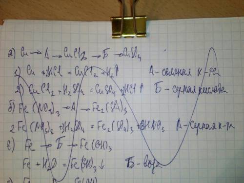 Напишите уравнения реакций,с которых можно осуществить следующие превращения а) > a > cucl2 &g