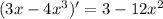 (3x-4x^{3})'=3-12x^{2}