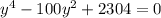 y^{4}-100y^{2}+2304=0