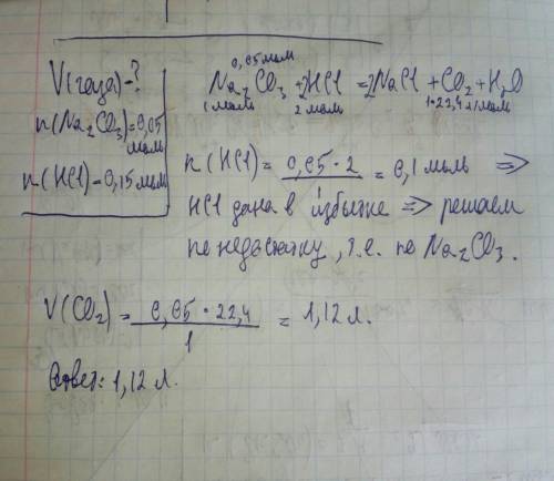 Расчеты объема газа, который можно получить при сливании, вместе раствор, содержащий 0,05 молей карб