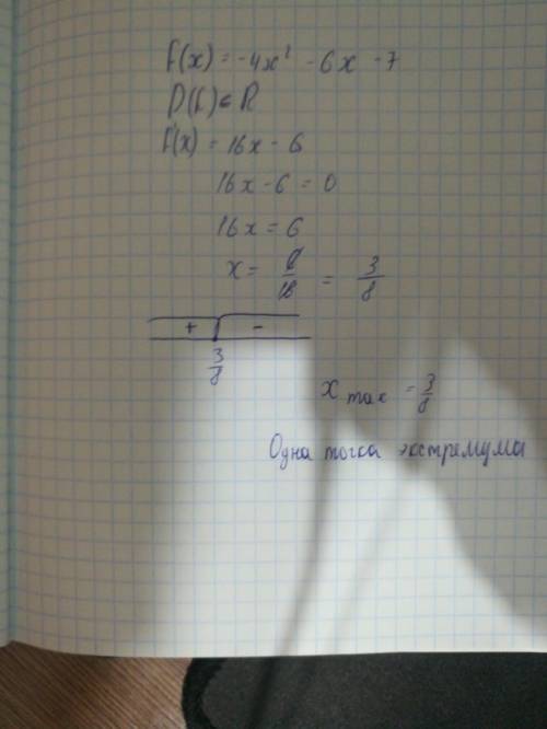 Найдите экстремум функции и определите его вид f(x)=-4x²-6x-7