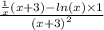 \frac{ \frac{1}{x} (x + 3) - ln(x) \times 1}{ {(x + 3)}^{2} }