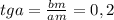 tga= \frac{bm}{am} =0,2