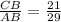 \frac{CB}{AB} = \frac{21}{29}