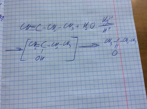 Ch3≡c-ch2-ch3+h2o⇒? выполнить превращение (подробно)