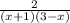 \frac{2}{(x + 1)(3 - x)}