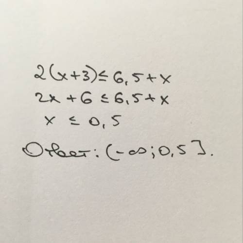 2(x+3)< =6,5+x решите , надо! 40