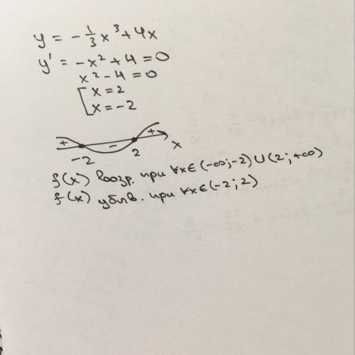 Решите уравнение на монотонность y=-1/3x^3+4x