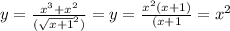 y= \frac{x^3+x^2}{( \sqrt{x+1} ^2)}=y= \frac{x^2(x+1)}{( x+1}= x^{2}