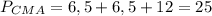 P_{CMA}=6,5+6,5+12=25