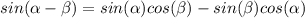 sin(\alpha - \beta) = sin(\alpha)cos(\beta) - sin(\beta)cos(\alpha)