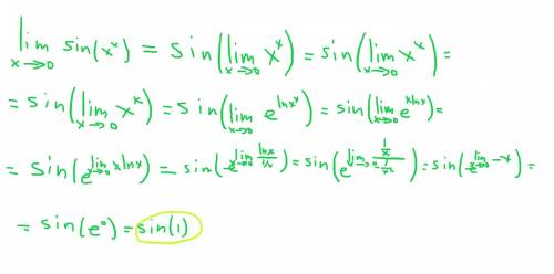 Вычислить предел правилом лопиталя. lim(x-> 0)(sin(x^x))