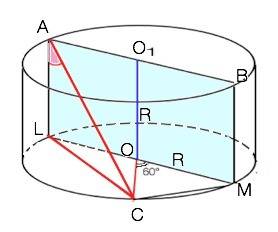 Радиус основания цилиндра равен его высоте. прямоугольник авml – осевое сечение цилиндра. точки m, l