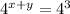 4^{x+y}=4^3