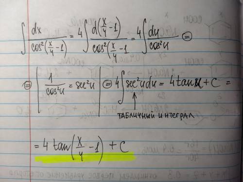 Обчыслить интеграл s*dx/cos2(x/4-1) s=интеграл