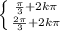 \left \{ {{\frac{\pi}{3}+2k\pi} \atop {\frac{2\pi}{3}}+2k\pi} \right.