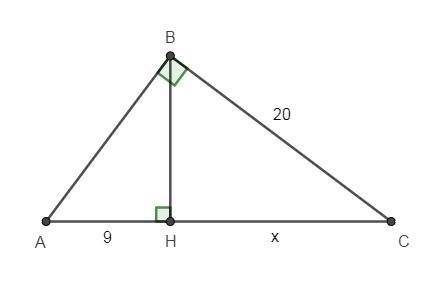 Длина олного из катетов прямоугольного треугольника равен 20 см, а проекция второго катета на гипоте