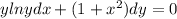 ylnydx+(1+x^2)dy=0